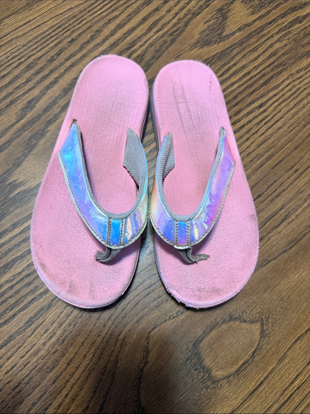 wonder nation Pink Flip Flops with Iridescent Straps